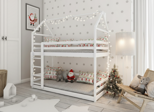 AXEL 90x200 white house bunk bed Lano Furniture