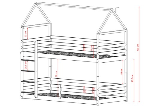 AXEL 90x200 white house bunk bed Lano Furniture