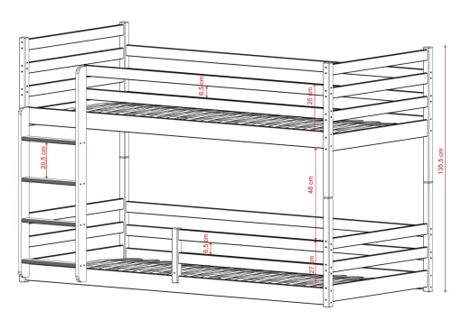 MINI 80x160 graphite bunk bed Lano Furniture