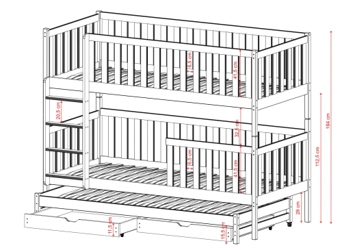 LEA 80x180 blue bunk bed Lano Furniture