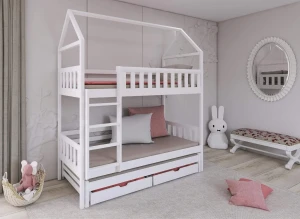 IGA 80x170 white house bunk bed Lano Furniture