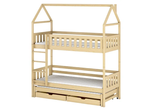 IGA 80x200 pine house bunk bed Lano Furniture