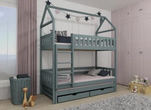 IGA 90x190 grey house bunk bed Lano Furniture