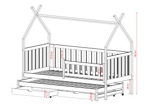 TYTUS 90x200 pink tipi bunk bed Lano Furniture