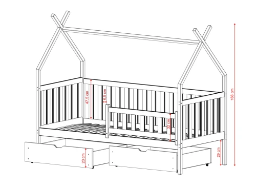 SIMBA 90x180 white children's tipi bed Lano Furniture