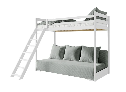SOFINO 90x200/140x200 white loft bed with sofa bed, fabric grey zoom 15 sage Lano Furniture
