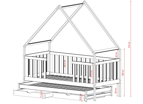MAGIC 80x180 white bunk bed house Lano Furniture
