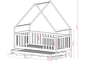 MAGIC 90x200 blue bunk bed house Lano Furniture