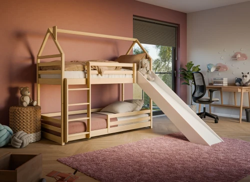 PLAY 80x180 pine bunk bed with a slide Lano Furniture