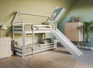 PLAY 90x190 white bunk bed with a slide Lano Furniture