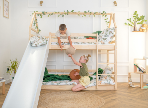 PLAY 90x190 pine bunk bed with a slide Lano Furniture