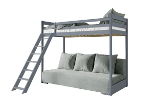 SOFINO 90x200/140x200 graphite loft bed with sofa bed, grey fabric Zoom 15 Sage Lano Furniture