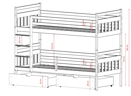 ADAŚ 80x200 cashmere bunk bed Lano Furniture