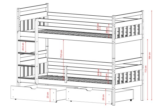 ADAŚ 90x200 olive green bunk bed Lano Furniture
