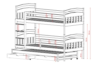 ALAN 80x190 olive green bunk bed Lano Furniture
