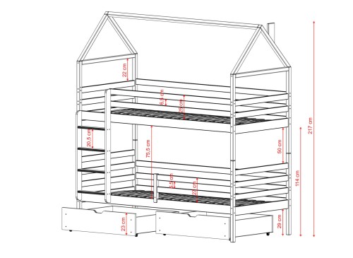 ALEX 90x200 olive green bunk bed Lano Furniture