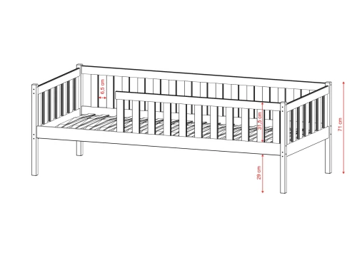 ADA 80x160 Unlacquered Wood Children's Bed Lano Meble