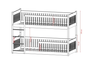 BOSTON 90x190 unpainted wood bunk bed Lano Furniture