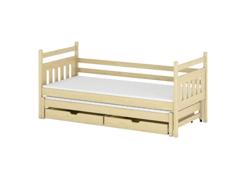DANIEL 80x180 Unpainted Wood Double Pull-out Bed - Lano Meble