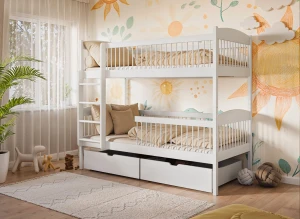 LUNA 90x200 Unvarnished Wood Bunk Bed | Lano Meble