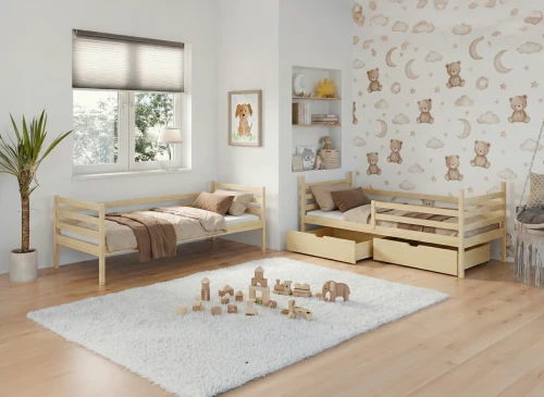 NEMO 80x190 Untreated Wood Bunk Bed by Lano Furniture