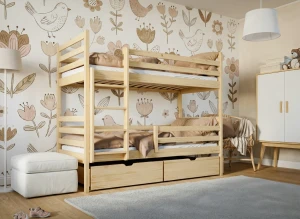 NEMO 90x190 Unvarnished Wood Bunk Bed | Lano Meble