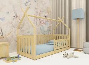 SIMBA 90x180 Unvarnished Wooden Children's Single Tipi Bed - Lano Furniture