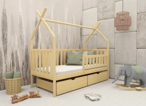 SIMBA 90x200 Unvarnished Wood Single Teepee Bed for Children | Lano Meble
