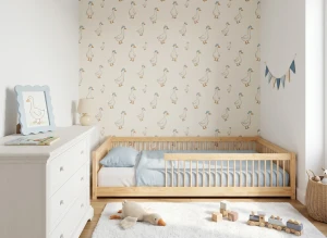 JUNIOR 120x200 unvarnished wood Montessori floor bed for children Lano Furniture