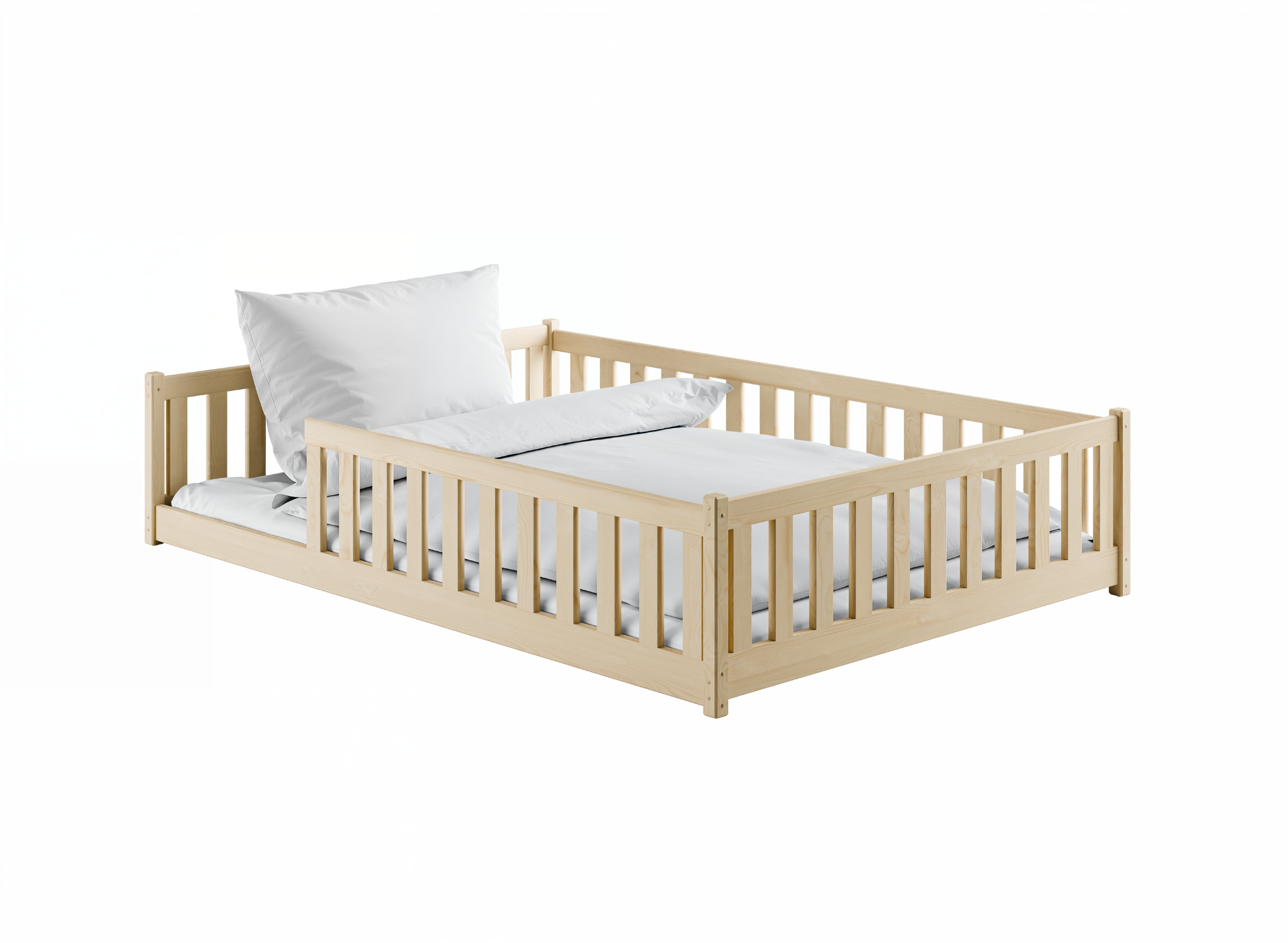 MATI 140x200 borovica detská Montessori podlahová posteľ Lano Nábytok