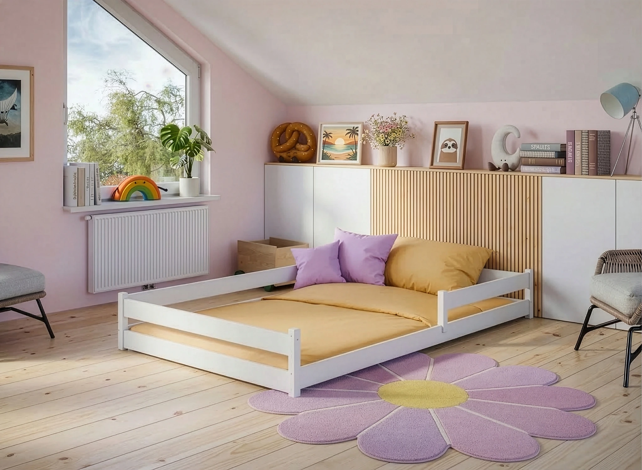ZOFIA 120x200 biela detská Montessori podlahová posteľ Lano Nábytok